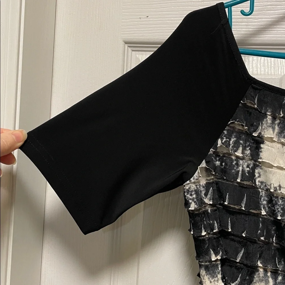Joseph Ribkoff | Black | Ruffled Top/Hankerchief Skirt | Dress | Size 10 - Picture 6 of 16